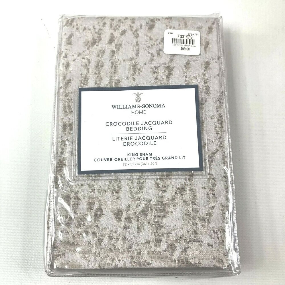 Williams-Sonoma Home Crocodile Jacquard King Sham 100% Cotton 330 Thread Count N